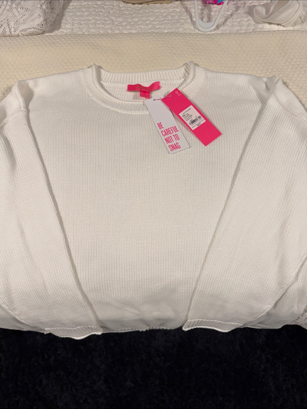 Lilly Pulitzer White Crewneck Knit Sweater